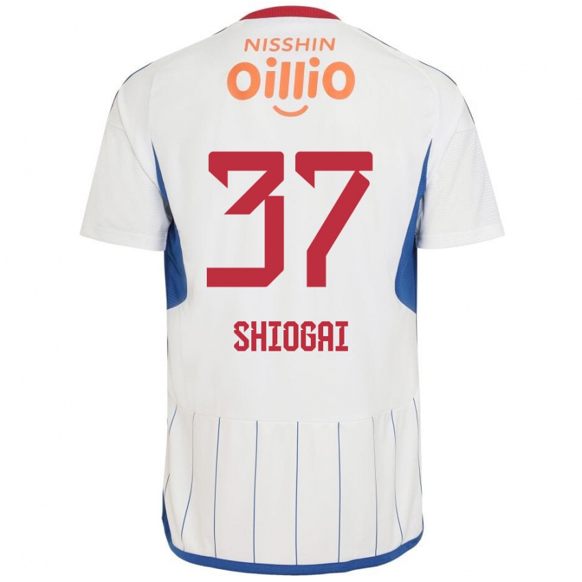 Enfant Maillot Kento Shiogai #37 Blanc Bleu Rouge Tenues Extérieur 2024/25 T-Shirt Belgique