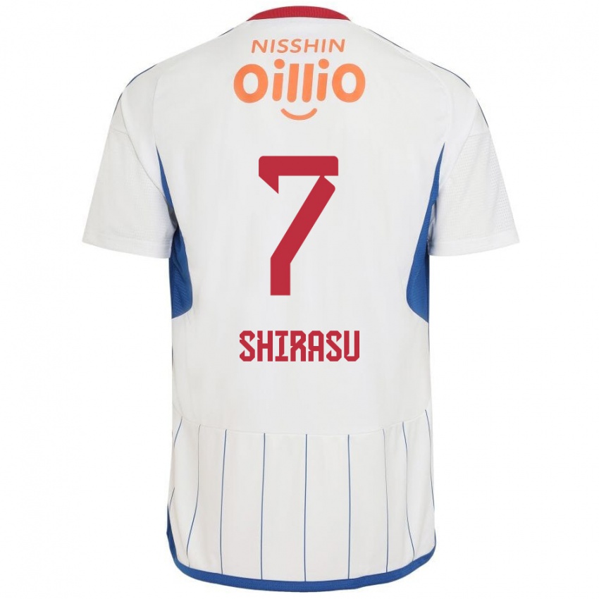 Enfant Maillot Kento Shirasu #7 Blanc Bleu Rouge Tenues Extérieur 2024/25 T-Shirt Belgique