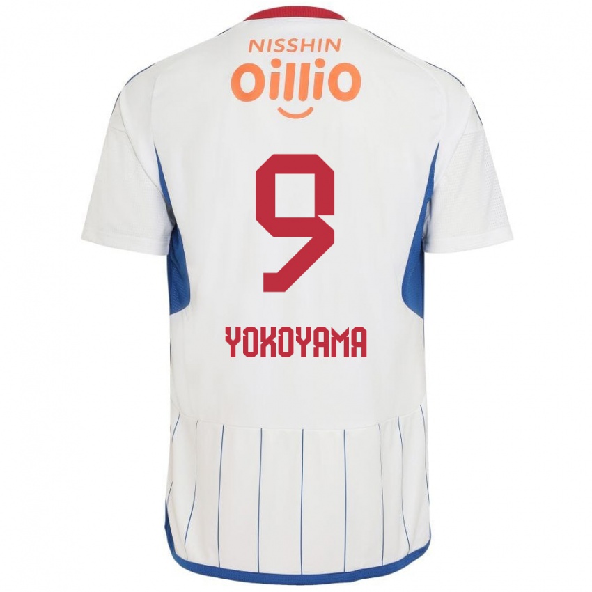 Enfant Maillot Shunsuke Yokoyama #9 Blanc Bleu Rouge Tenues Extérieur 2024/25 T-Shirt Belgique