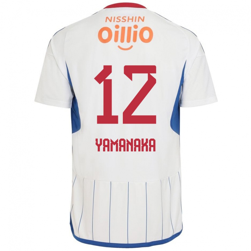 Enfant Maillot Yuki Yamanaka #12 Blanc Bleu Rouge Tenues Extérieur 2024/25 T-Shirt Belgique