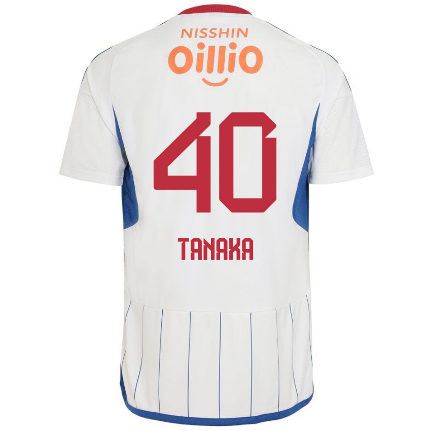 Enfant Maillot Hiei Tanaka #40 Blanc Bleu Rouge Tenues Extérieur 2024/25 T-Shirt Belgique