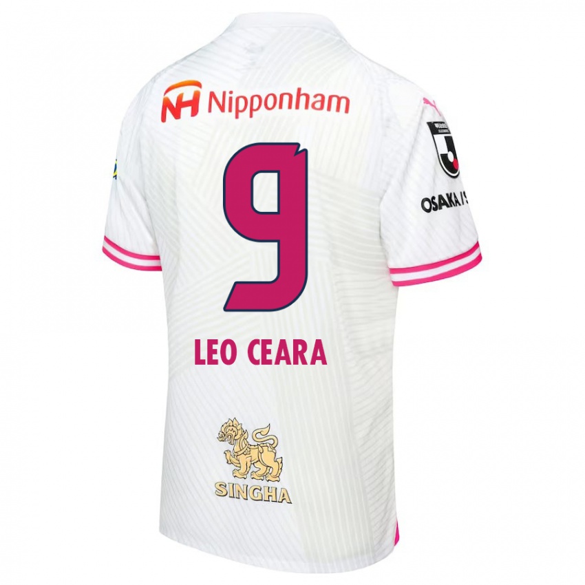 Enfant Maillot Léo Ceará #9 Blanc Rose Tenues Extérieur 2024/25 T-Shirt Belgique