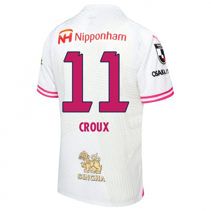 Enfant Maillot Jordy Croux #11 Blanc Rose Tenues Extérieur 2024/25 T-Shirt Belgique