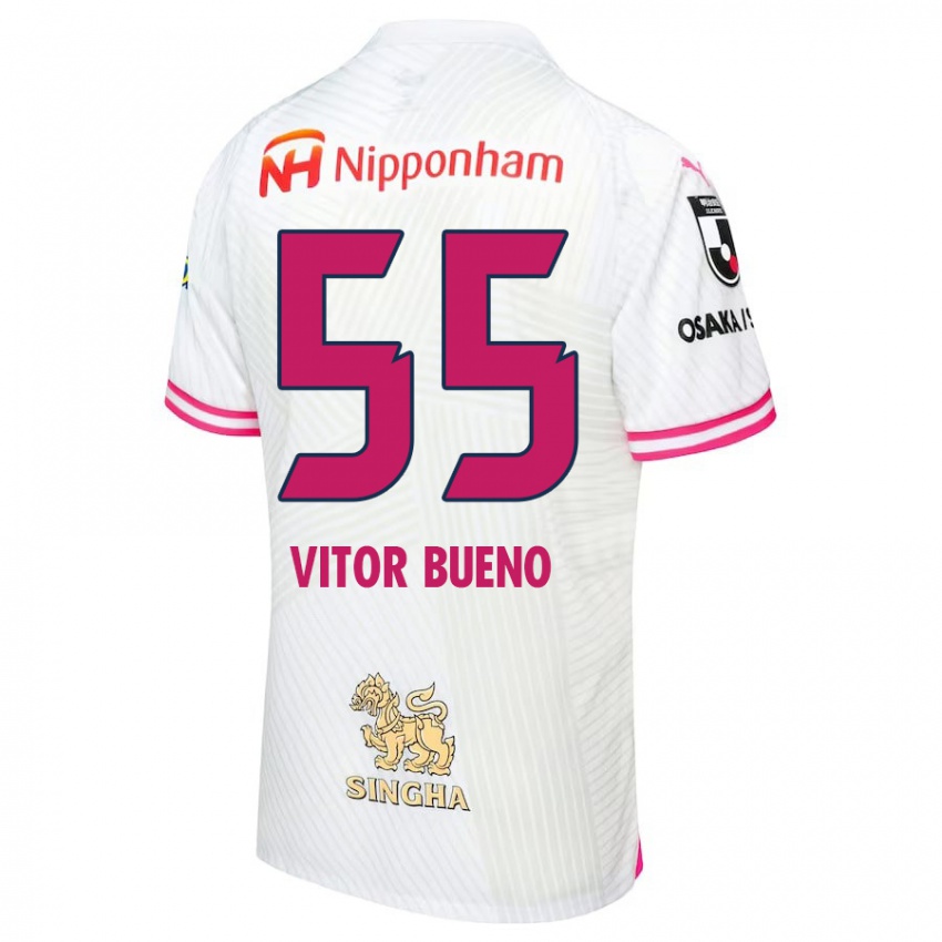 Enfant Maillot Vitor Bueno #55 Blanc Rose Tenues Extérieur 2024/25 T-Shirt Belgique