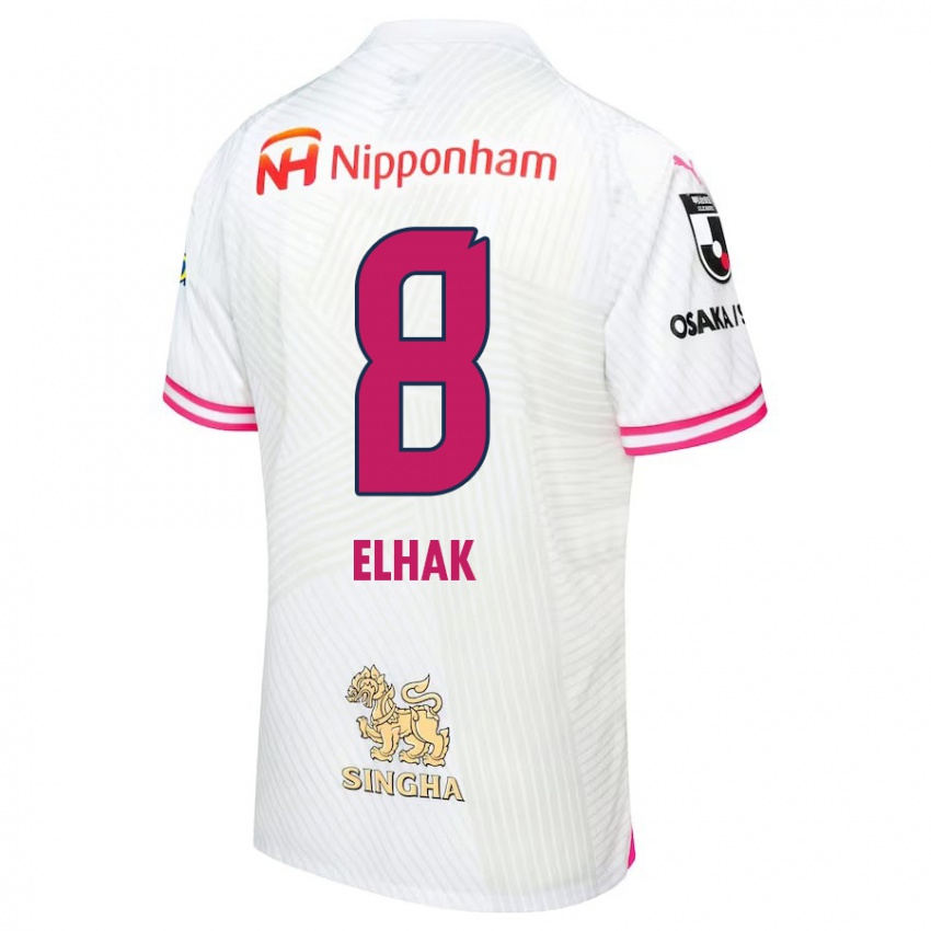 Enfant Maillot Akuro Elhak #8 Blanc Rose Tenues Extérieur 2024/25 T-Shirt Belgique