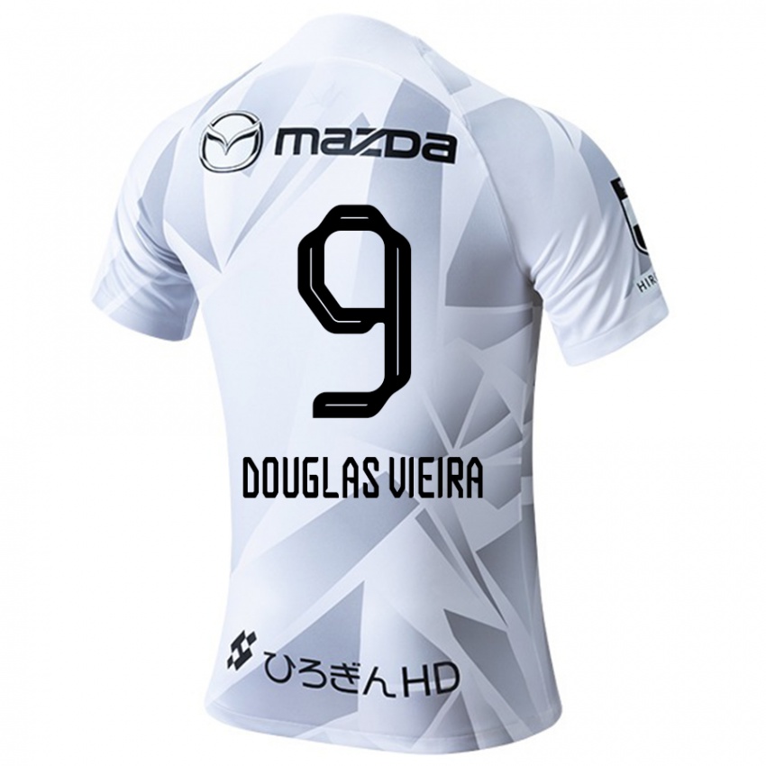 Kinder Douglas Vieira #9 Weiß Grau Schwarz Auswärtstrikot Trikot 2024/25 T-Shirt Belgien