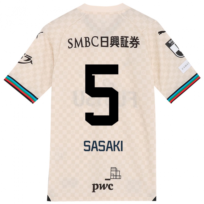 Kinderen Asahi Sasaki #5 Wit Grijs Uitshirt Uittenue 2024/25 T-Shirt België