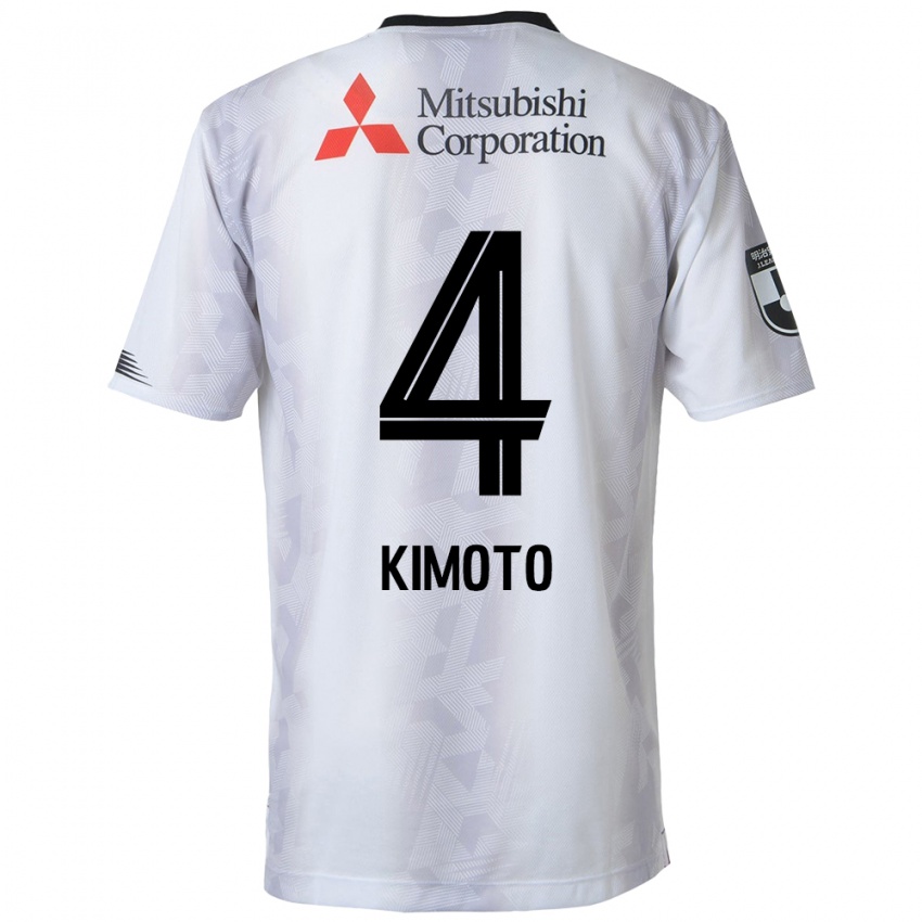 Kinder Yasuki Kimoto #4 Weiß Schwarz Auswärtstrikot Trikot 2024/25 T-Shirt Belgien