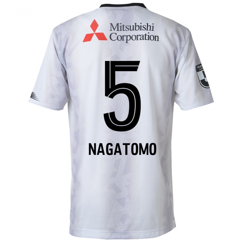 Kinder Yuto Nagatomo #5 Weiß Schwarz Auswärtstrikot Trikot 2024/25 T-Shirt Belgien