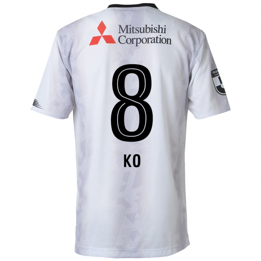 Kinder Takahiro Ko #8 Weiß Schwarz Auswärtstrikot Trikot 2024/25 T-Shirt Belgien