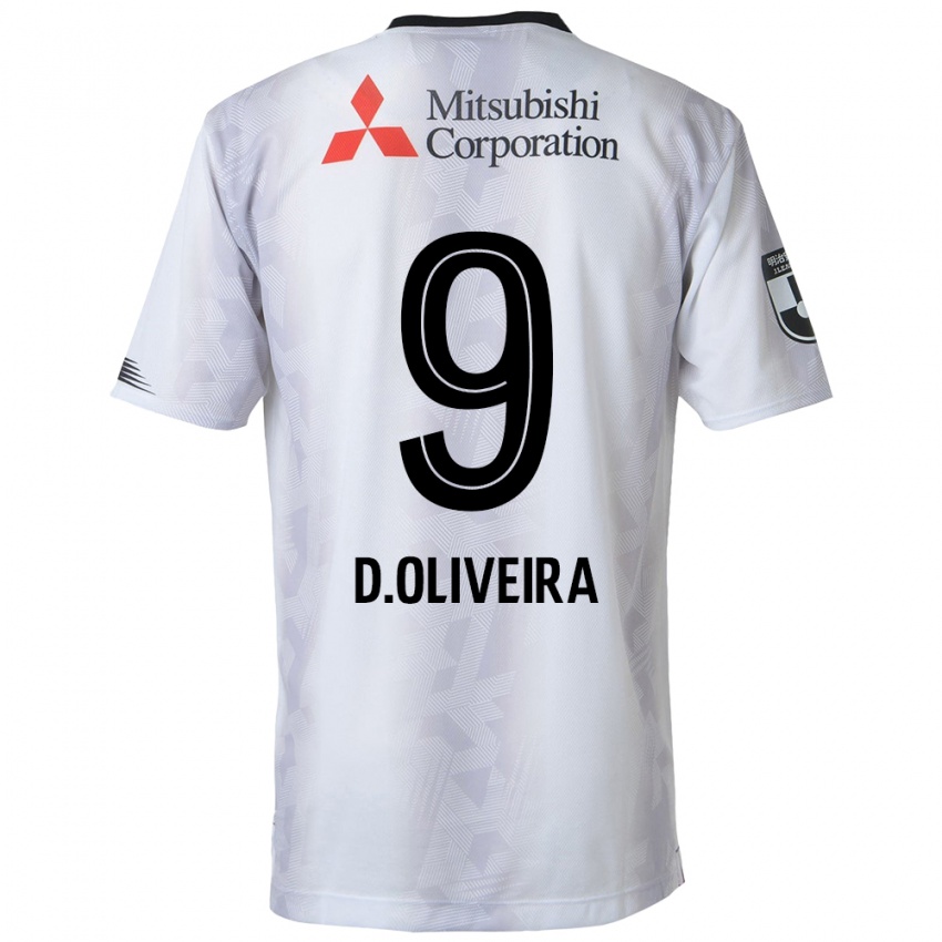 Kinder Diego Oliveira #9 Weiß Schwarz Auswärtstrikot Trikot 2024/25 T-Shirt Belgien