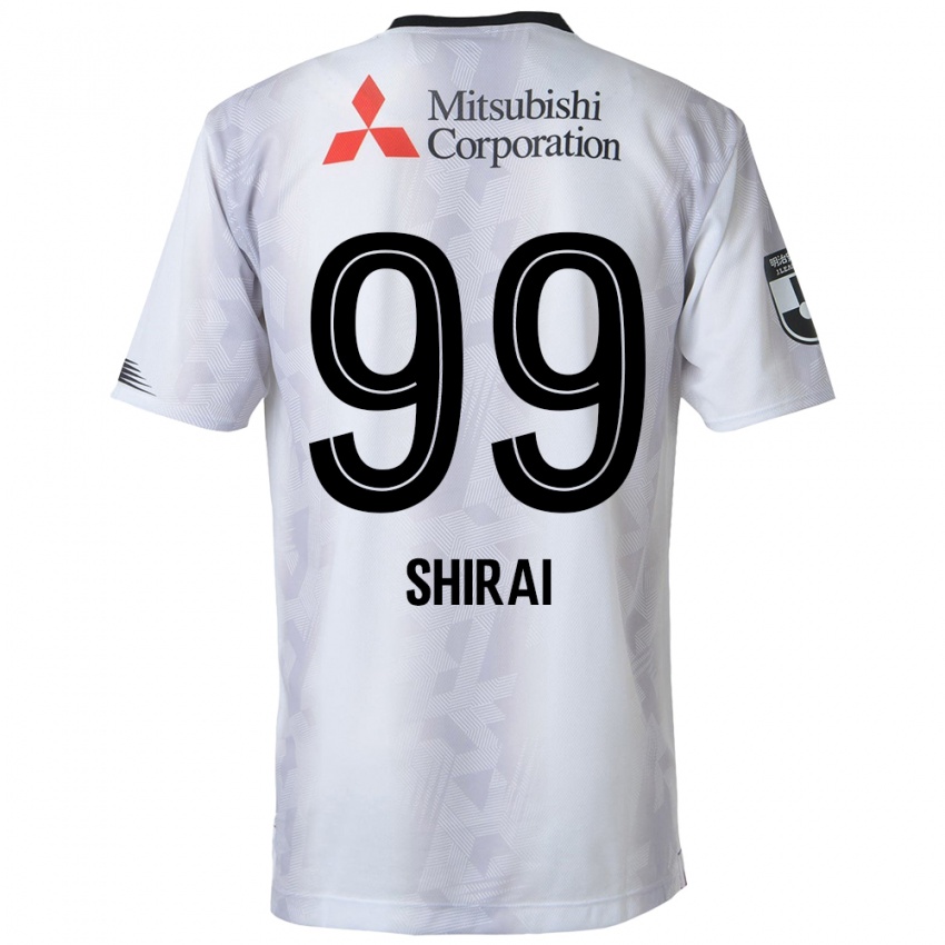 Kinder Kosuke Shirai #99 Weiß Schwarz Auswärtstrikot Trikot 2024/25 T-Shirt Belgien