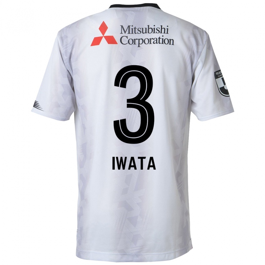 Kinder Yuki Iwata #3 Weiß Schwarz Auswärtstrikot Trikot 2024/25 T-Shirt Belgien