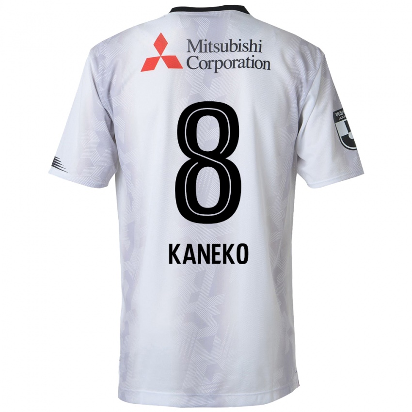 Kinder Shunsuke Kaneko #8 Weiß Schwarz Auswärtstrikot Trikot 2024/25 T-Shirt Belgien