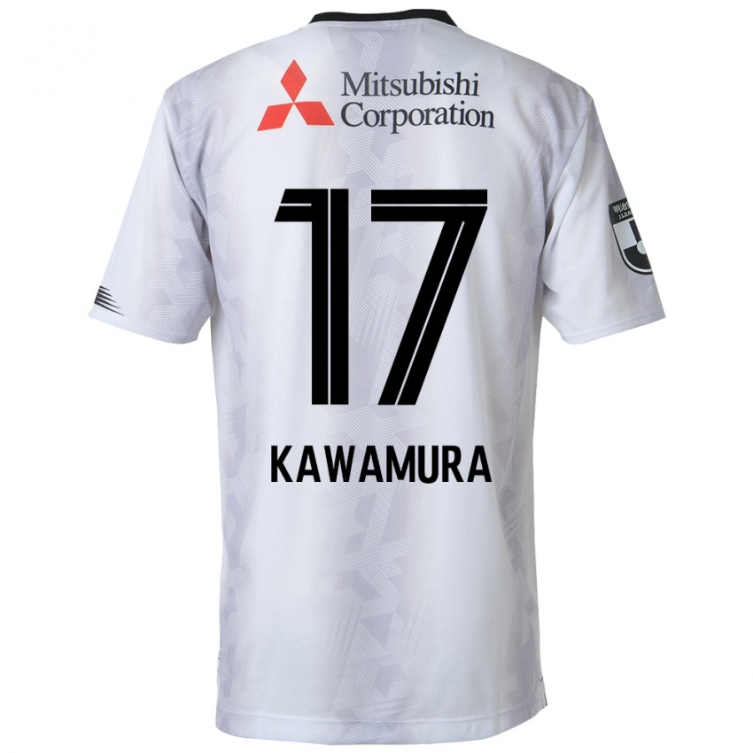 Kinder Riku Kawamura #17 Weiß Schwarz Auswärtstrikot Trikot 2024/25 T-Shirt Belgien