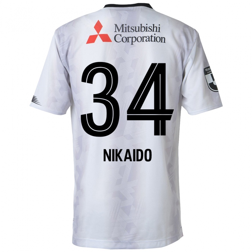 Kinder Rintaro Nikaido #34 Weiß Schwarz Auswärtstrikot Trikot 2024/25 T-Shirt Belgien