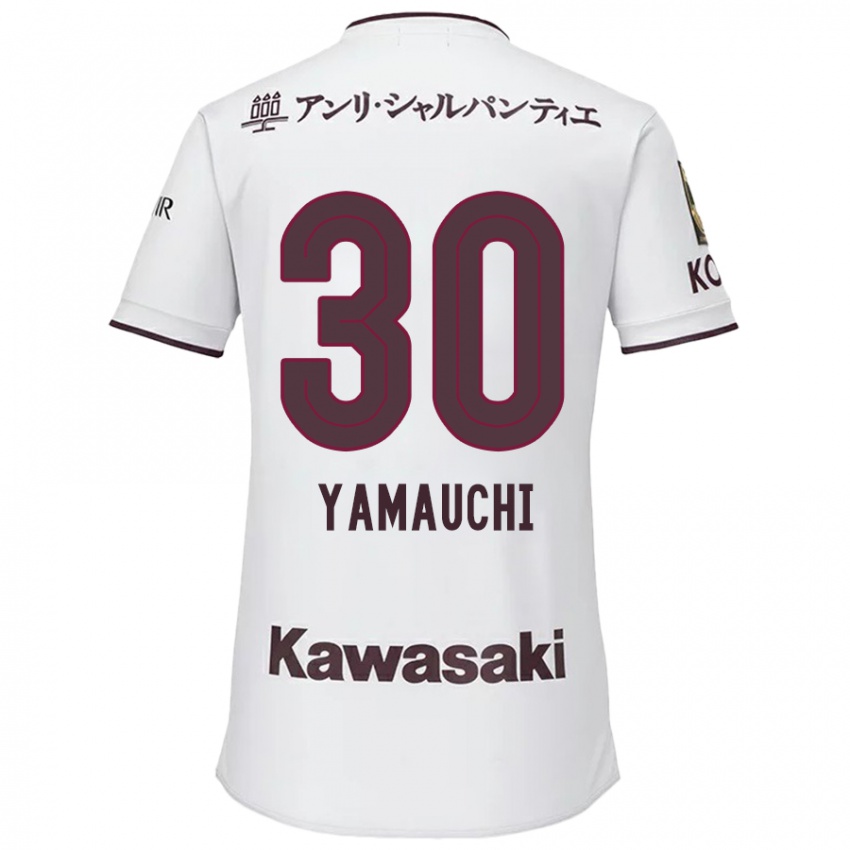 Kinder Kakeru Yamauchi #30 Weiß Rot Auswärtstrikot Trikot 2024/25 T-Shirt Belgien