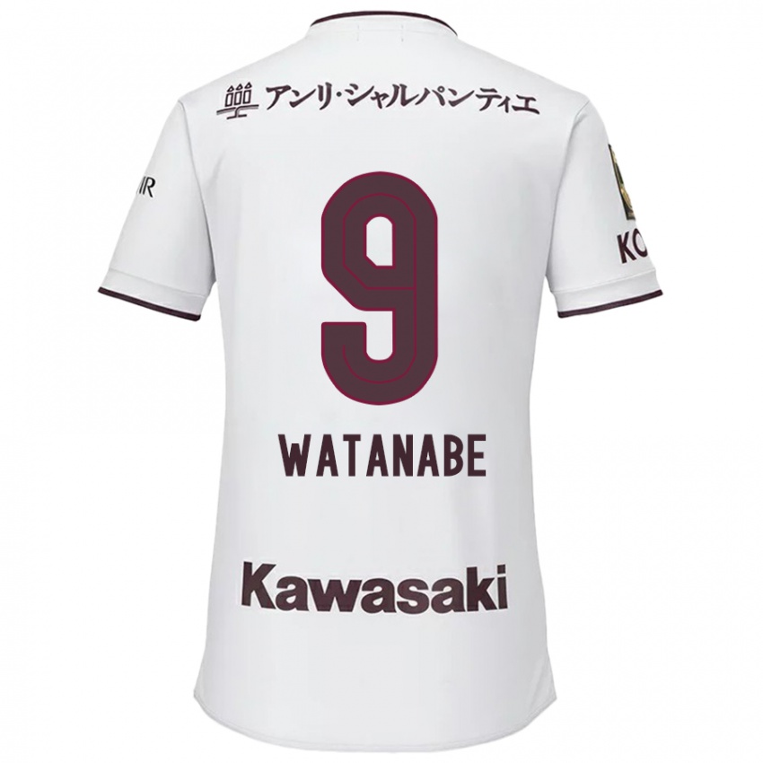 Enfant Maillot Hayato Watanabe #9 Blanc Rouge Tenues Extérieur 2024/25 T-Shirt Belgique