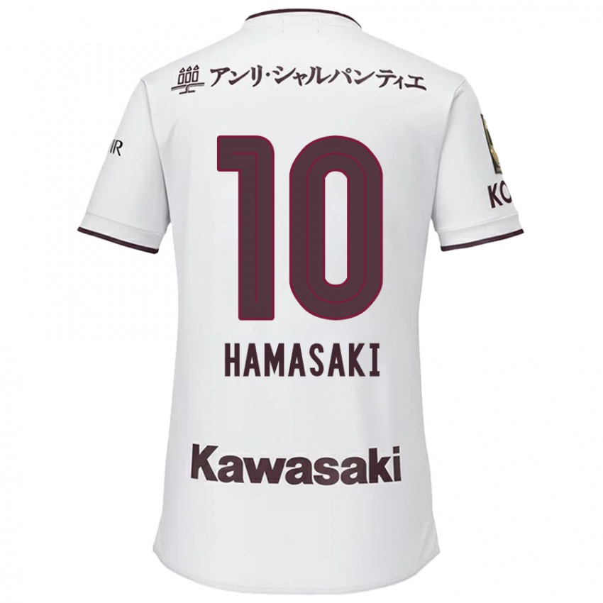 Enfant Maillot Kento Hamasaki #10 Blanc Rouge Tenues Extérieur 2024/25 T-Shirt Belgique