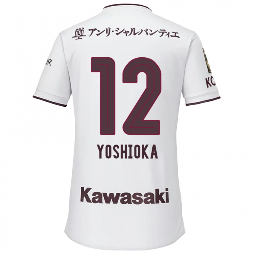 Kinderen Kosuke Yoshioka #12 Wit Rood Uitshirt Uittenue 2024/25 T-Shirt België