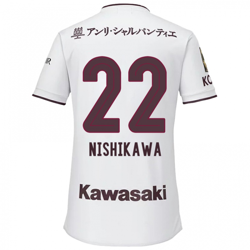 Kinderen Aiku Nishikawa #22 Wit Rood Uitshirt Uittenue 2024/25 T-Shirt België