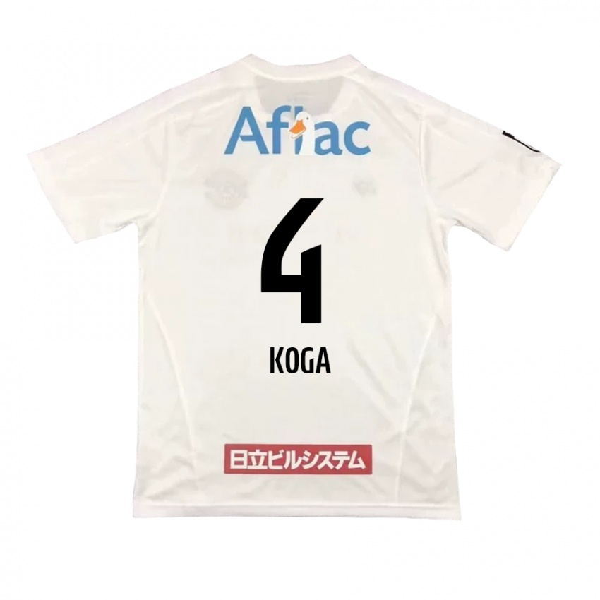 Enfant Maillot Taiyo Koga #4 Blanc Noir Tenues Extérieur 2024/25 T-Shirt Belgique