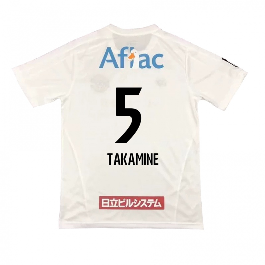 Enfant Maillot Tomoki Takamine #5 Blanc Noir Tenues Extérieur 2024/25 T-Shirt Belgique