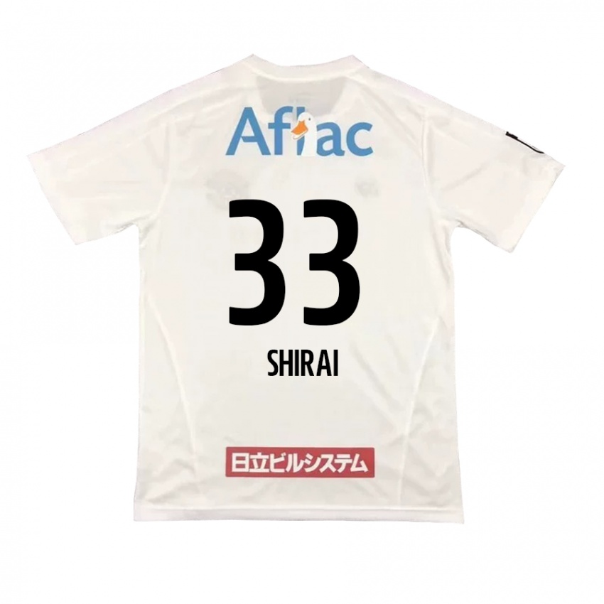 Enfant Maillot Eiji Shirai #33 Blanc Noir Tenues Extérieur 2024/25 T-Shirt Belgique