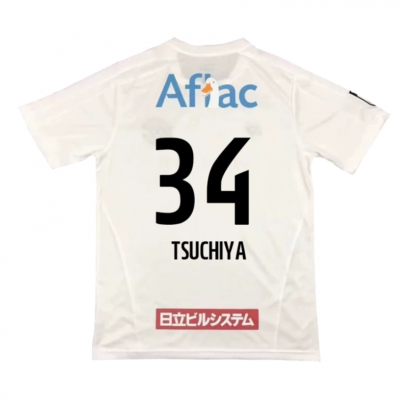 Enfant Maillot Takumi Tsuchiya #34 Blanc Noir Tenues Extérieur 2024/25 T-Shirt Belgique