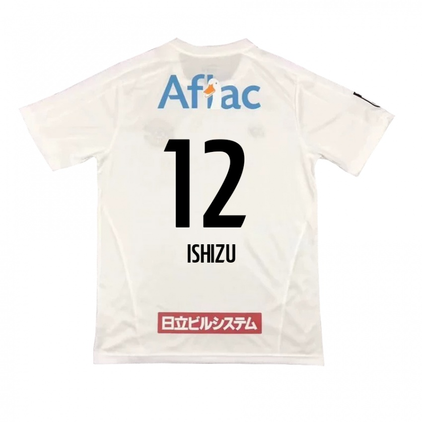 Enfant Maillot Kazuki Ishizu #12 Blanc Noir Tenues Extérieur 2024/25 T-Shirt Belgique