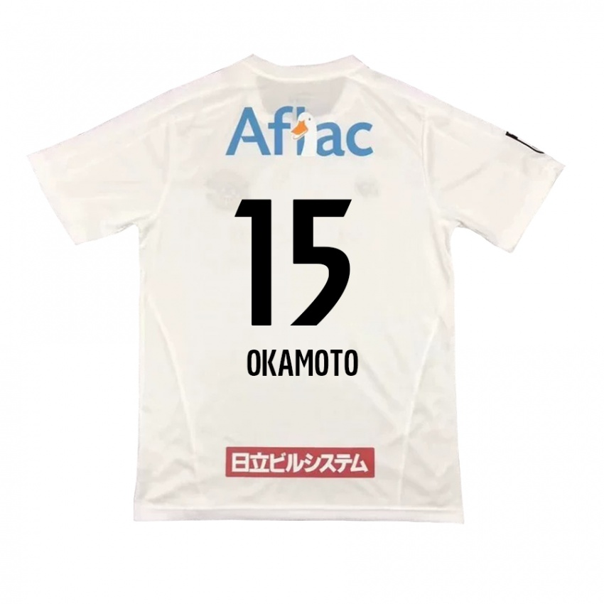 Enfant Maillot Ryoji Okamoto #15 Blanc Noir Tenues Extérieur 2024/25 T-Shirt Belgique