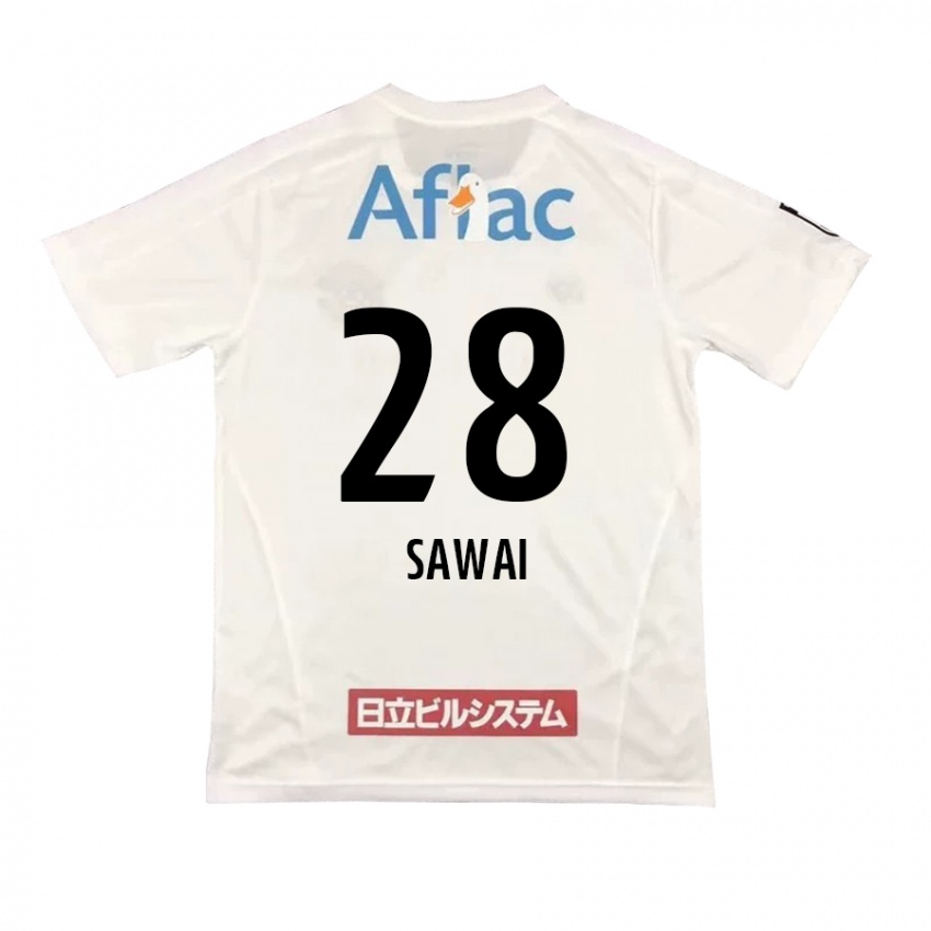 Enfant Maillot Retsu Sawai #28 Blanc Noir Tenues Extérieur 2024/25 T-Shirt Belgique