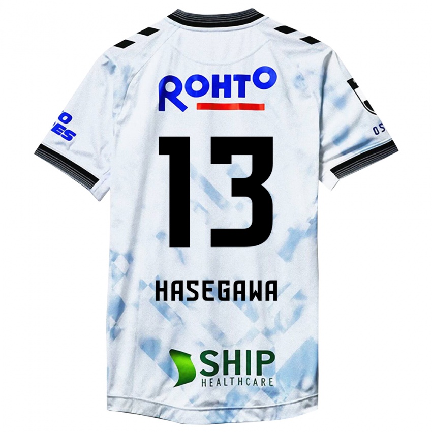 Enfant Maillot Kosei Hasegawa #13 Blanc Noir Tenues Extérieur 2024/25 T-Shirt Belgique