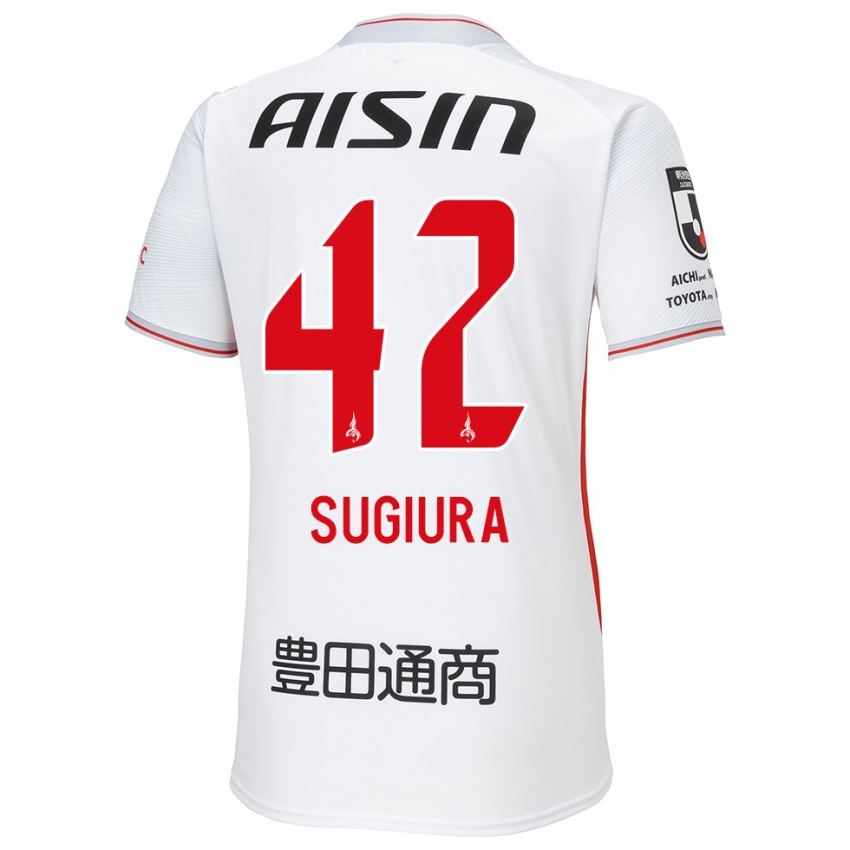 Enfant Maillot Shungo Sugiura #42 Blanc Jaune Rouge Tenues Extérieur 2024/25 T-Shirt Belgique