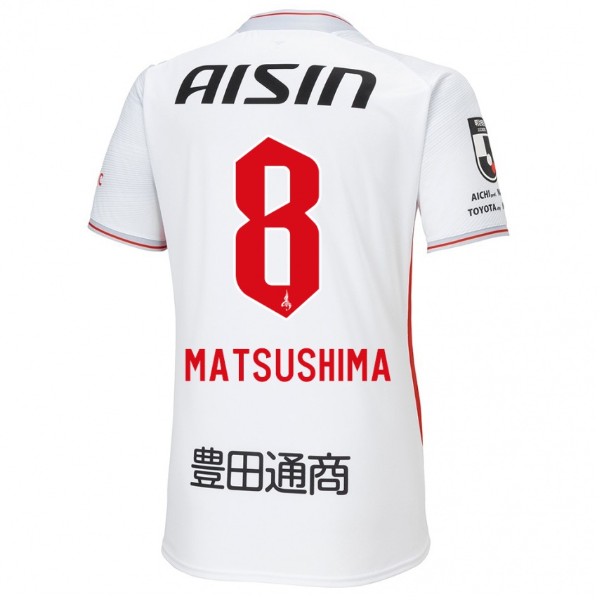 Enfant Maillot Kosei Matsushima #8 Blanc Jaune Rouge Tenues Extérieur 2024/25 T-Shirt Belgique