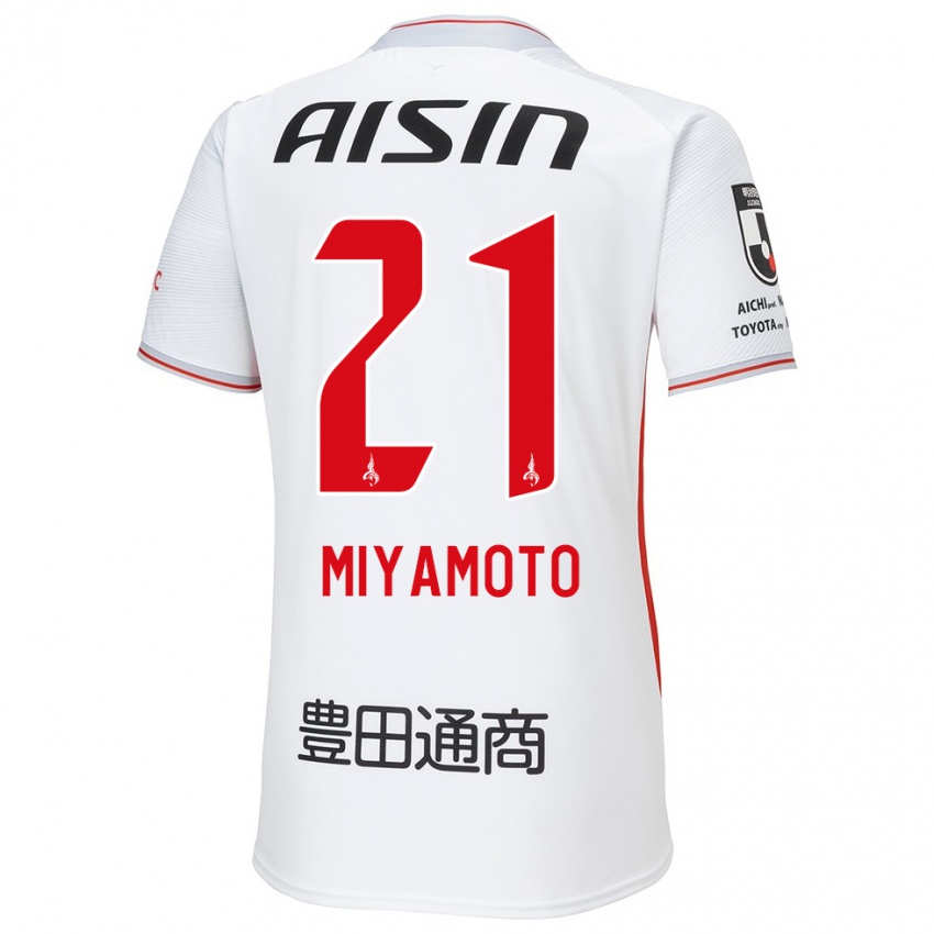 Enfant Maillot Kodai Miyamoto #21 Blanc Jaune Rouge Tenues Extérieur 2024/25 T-Shirt Belgique