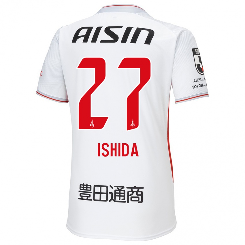 Enfant Maillot Kakeru Ishida #27 Blanc Jaune Rouge Tenues Extérieur 2024/25 T-Shirt Belgique