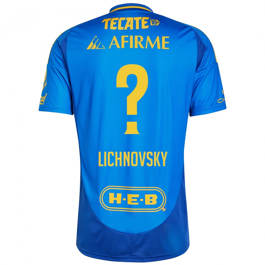 Enfant Maillot Igor Lichnovsky #0 Bleu Jaune Tenues Extérieur 2024/25 T-Shirt Belgique