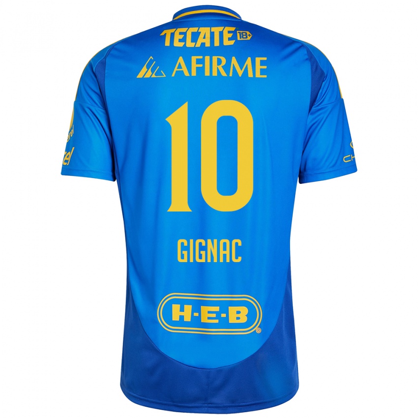 Enfant Maillot Andre-Pierre Gignac #10 Bleu Jaune Tenues Extérieur 2024/25 T-Shirt Belgique