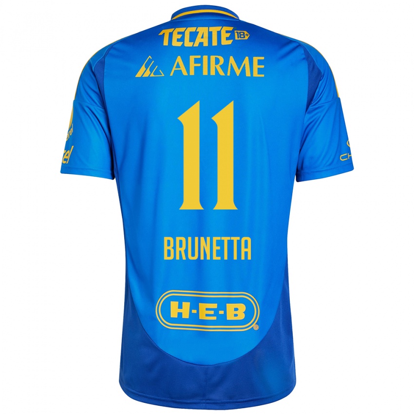 Kinder Juan Brunetta #11 Blau Gelb Auswärtstrikot Trikot 2024/25 T-Shirt Belgien