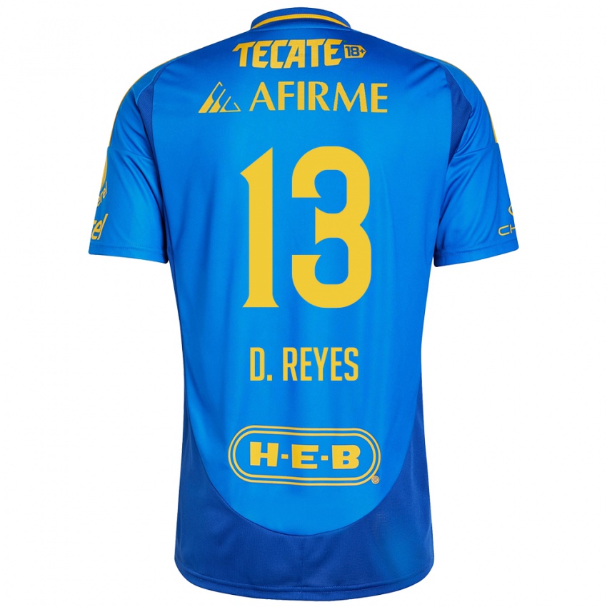 Enfant Maillot Diego Reyes #13 Bleu Jaune Tenues Extérieur 2024/25 T-Shirt Belgique