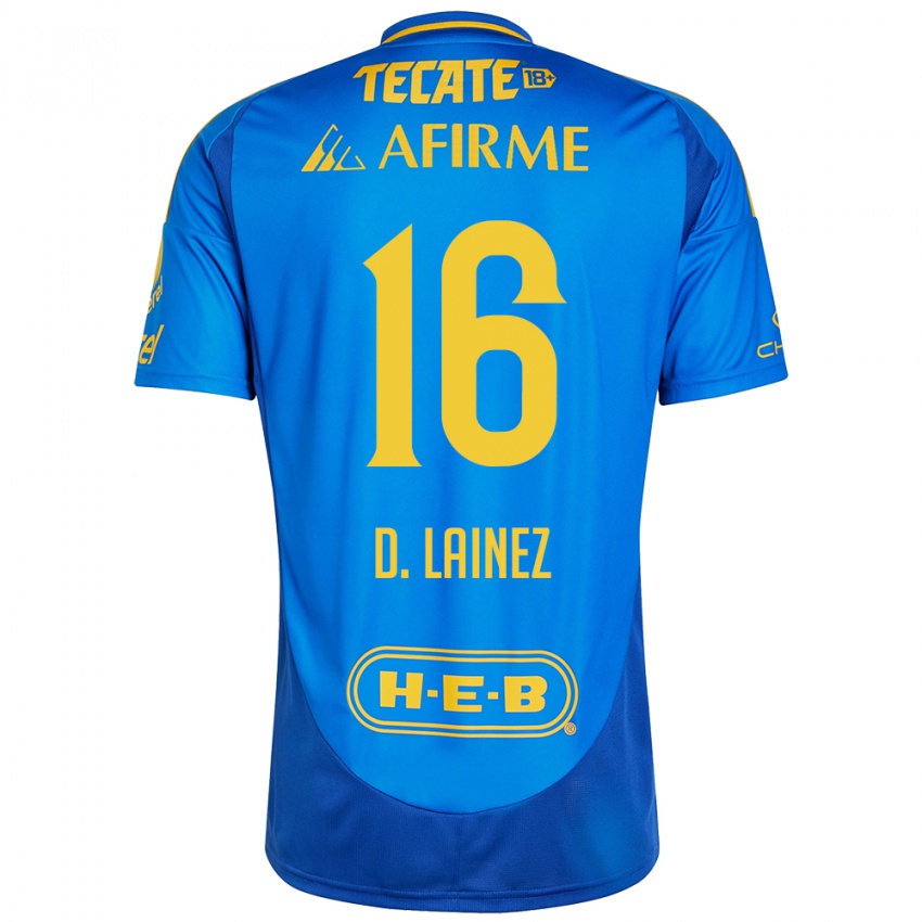 Kinder Diego Lainez #16 Blau Gelb Auswärtstrikot Trikot 2024/25 T-Shirt Belgien