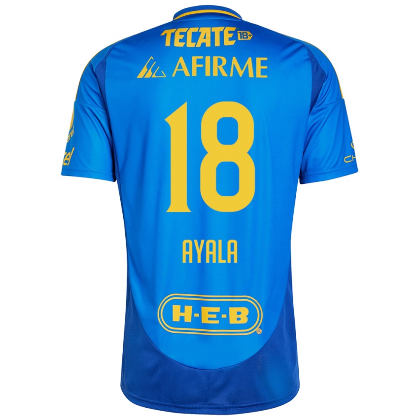 Enfant Maillot David Ayala #18 Bleu Jaune Tenues Extérieur 2024/25 T-Shirt Belgique