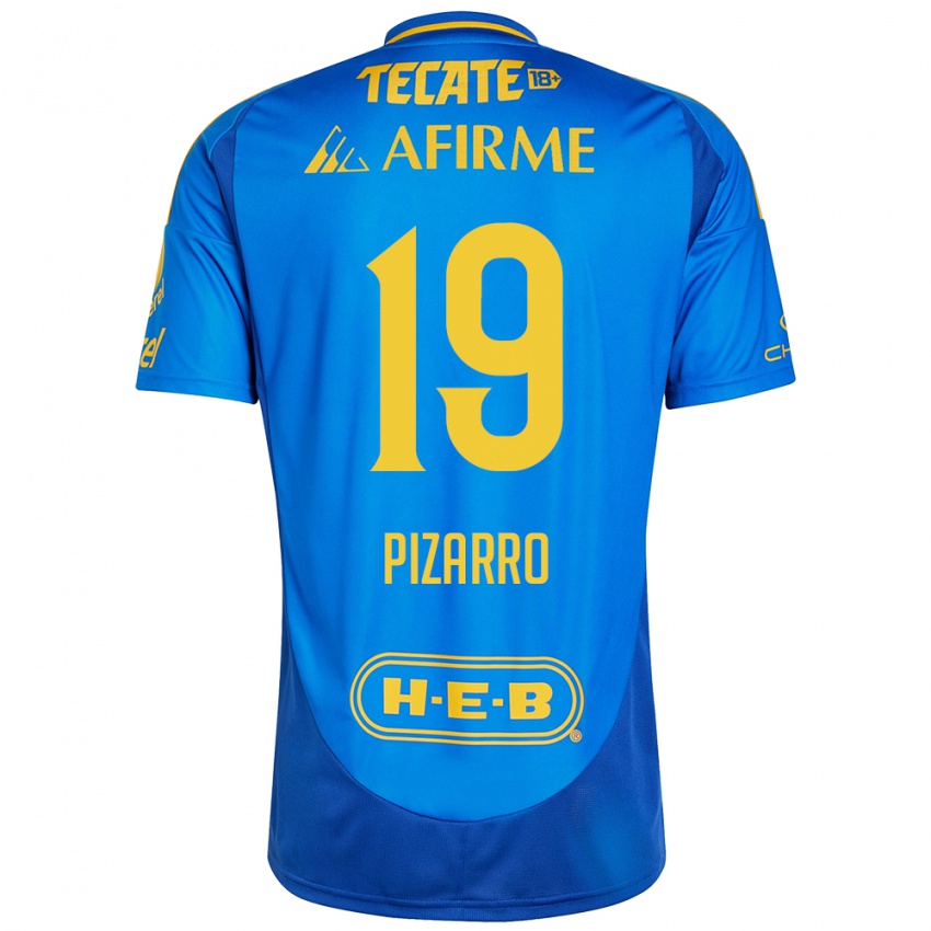 Enfant Maillot Guido Pizarro #19 Bleu Jaune Tenues Extérieur 2024/25 T-Shirt Belgique