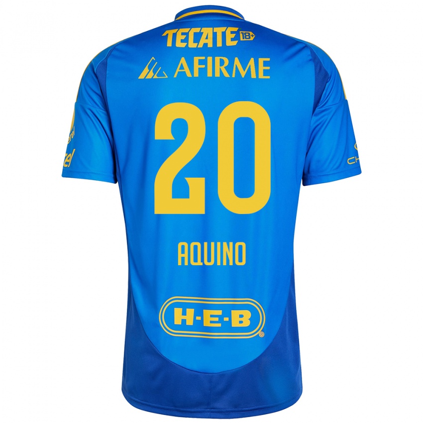 Enfant Maillot Javier Aquino #20 Bleu Jaune Tenues Extérieur 2024/25 T-Shirt Belgique