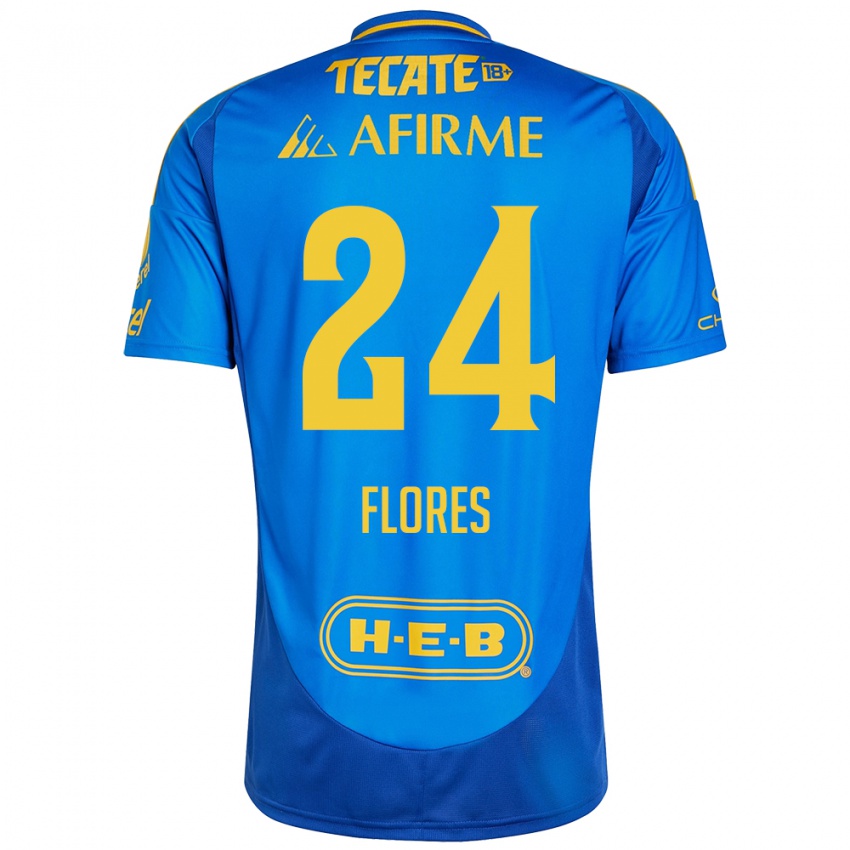 Enfant Maillot Marcelo Flores #24 Bleu Jaune Tenues Extérieur 2024/25 T-Shirt Belgique