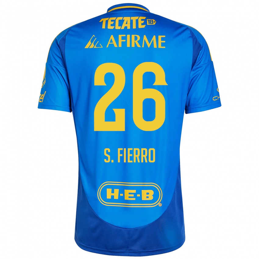 Kinder Sebastián Fierro #26 Blau Gelb Auswärtstrikot Trikot 2024/25 T-Shirt Belgien