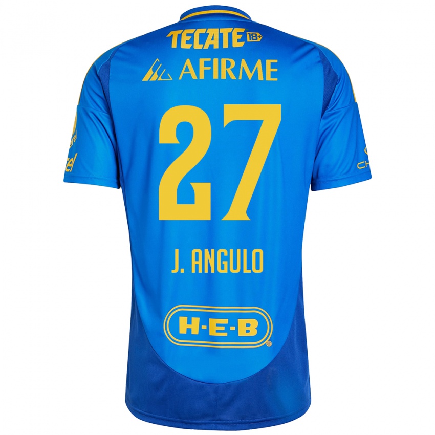 Enfant Maillot Jesús Angulo #27 Bleu Jaune Tenues Extérieur 2024/25 T-Shirt Belgique