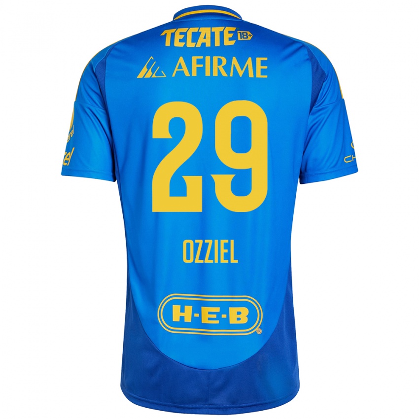 Enfant Maillot Ozziel Herrera #29 Bleu Jaune Tenues Extérieur 2024/25 T-Shirt Belgique