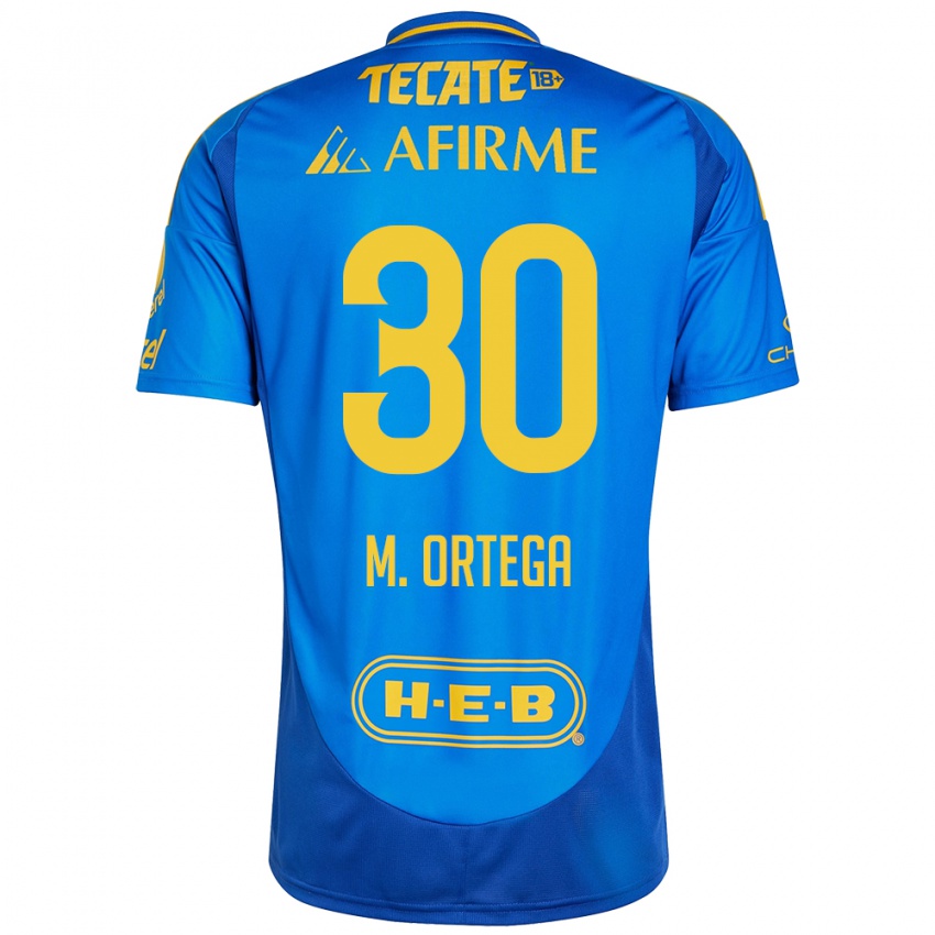 Enfant Maillot Miguel Ortega #30 Bleu Jaune Tenues Extérieur 2024/25 T-Shirt Belgique